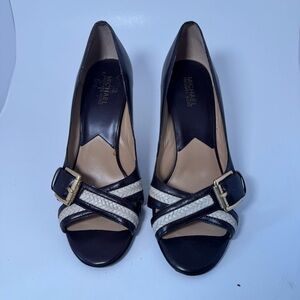 Michael Kors Chocolate and Cream Women's Open Toe Pump